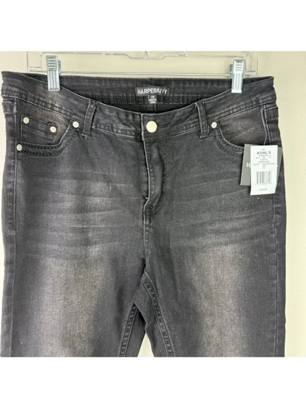 Harper Ivy Bootcut Jeans Womens Size 12/14 Black NWT Embellished Rhinestone